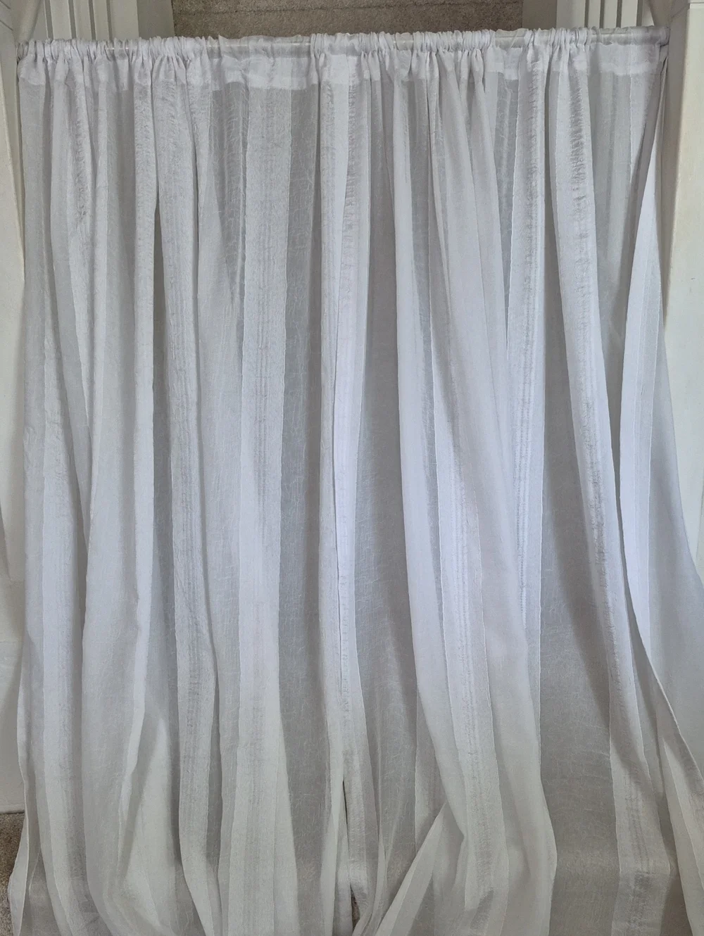 Two Long White Semi Sheer Curtain Panel 56x84 (112x84)